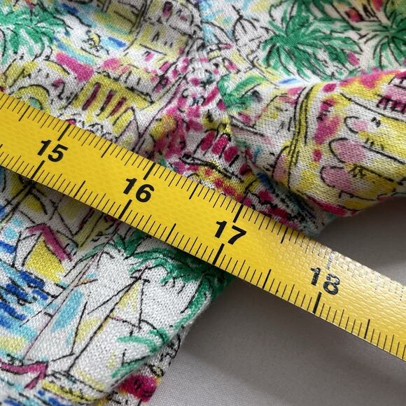 Talbots Santorini Greece V Neck Casual Top Size M Petite Euro Summer Art To Wear - Picture 9 of 10